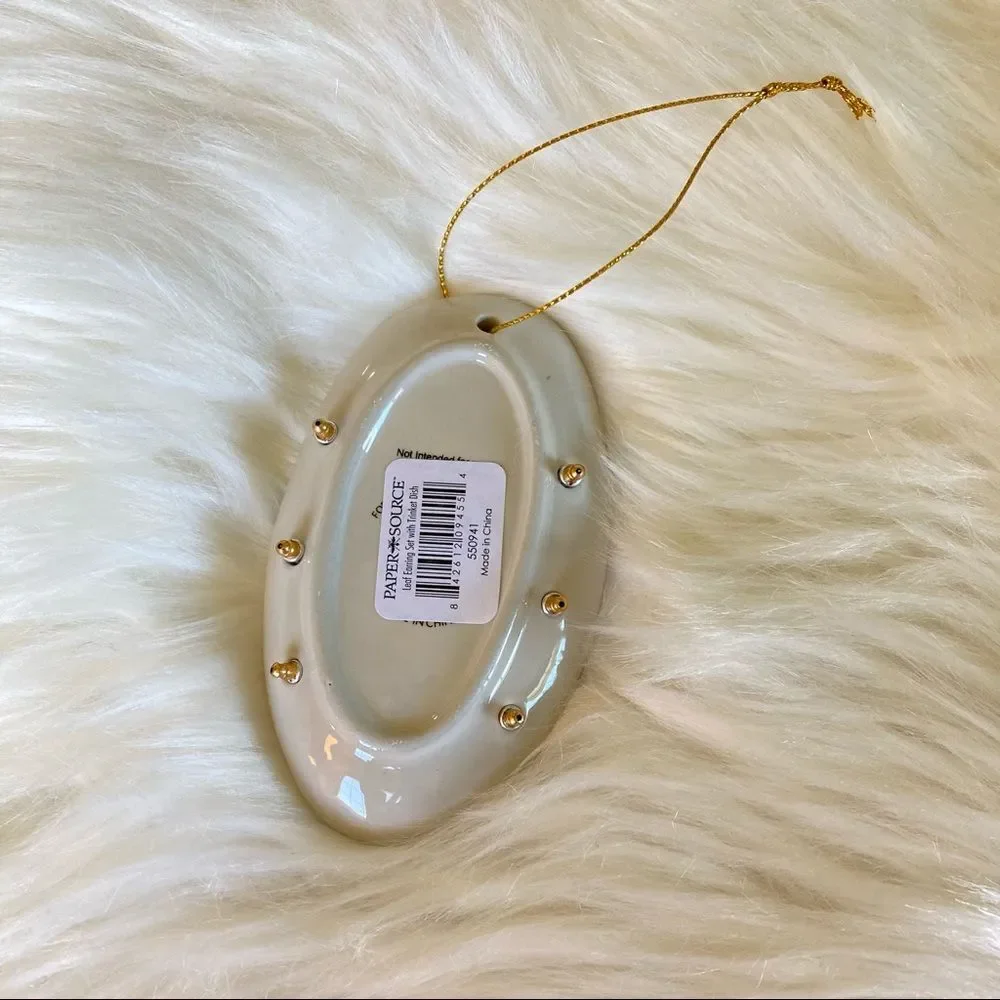 Paper Source Leaf Trinket Jewelry Dish & 3 Pairs Earrings New Ceramic